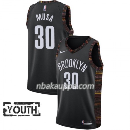 Brooklyn Nets Dzanan Musa 30 2018-19 Nike City Edition Musta Pelipaidat Swingman - Lasten